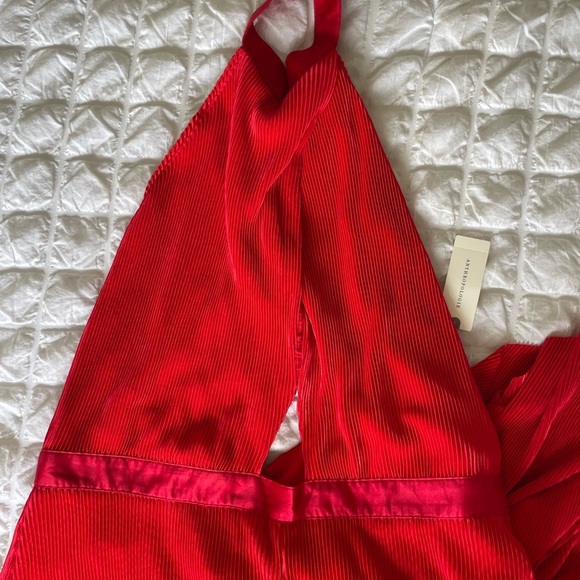 Anthropologie Red Plisse Halter Jumpsuit - Picture 7 of 16